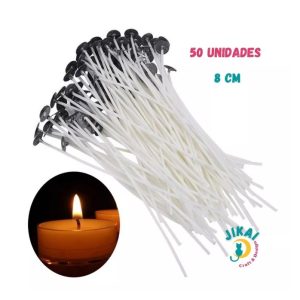 50 Und Pabilo Encerado 8 Cm, Mecha Para Vela | Velas